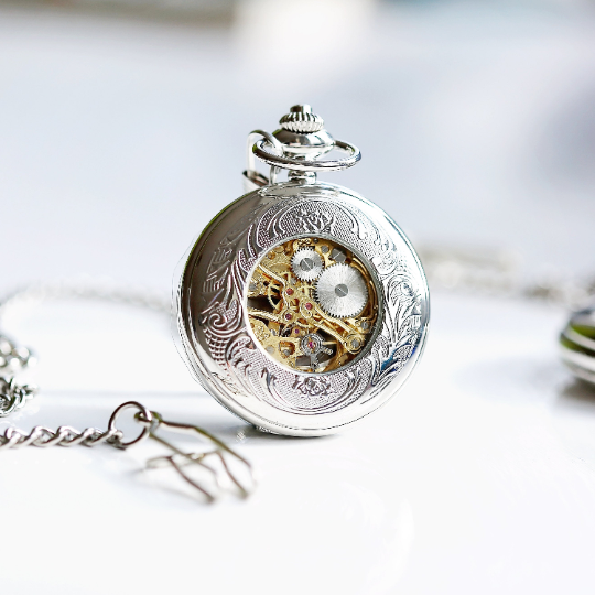 Personalised skeleton hotsell pocket watch