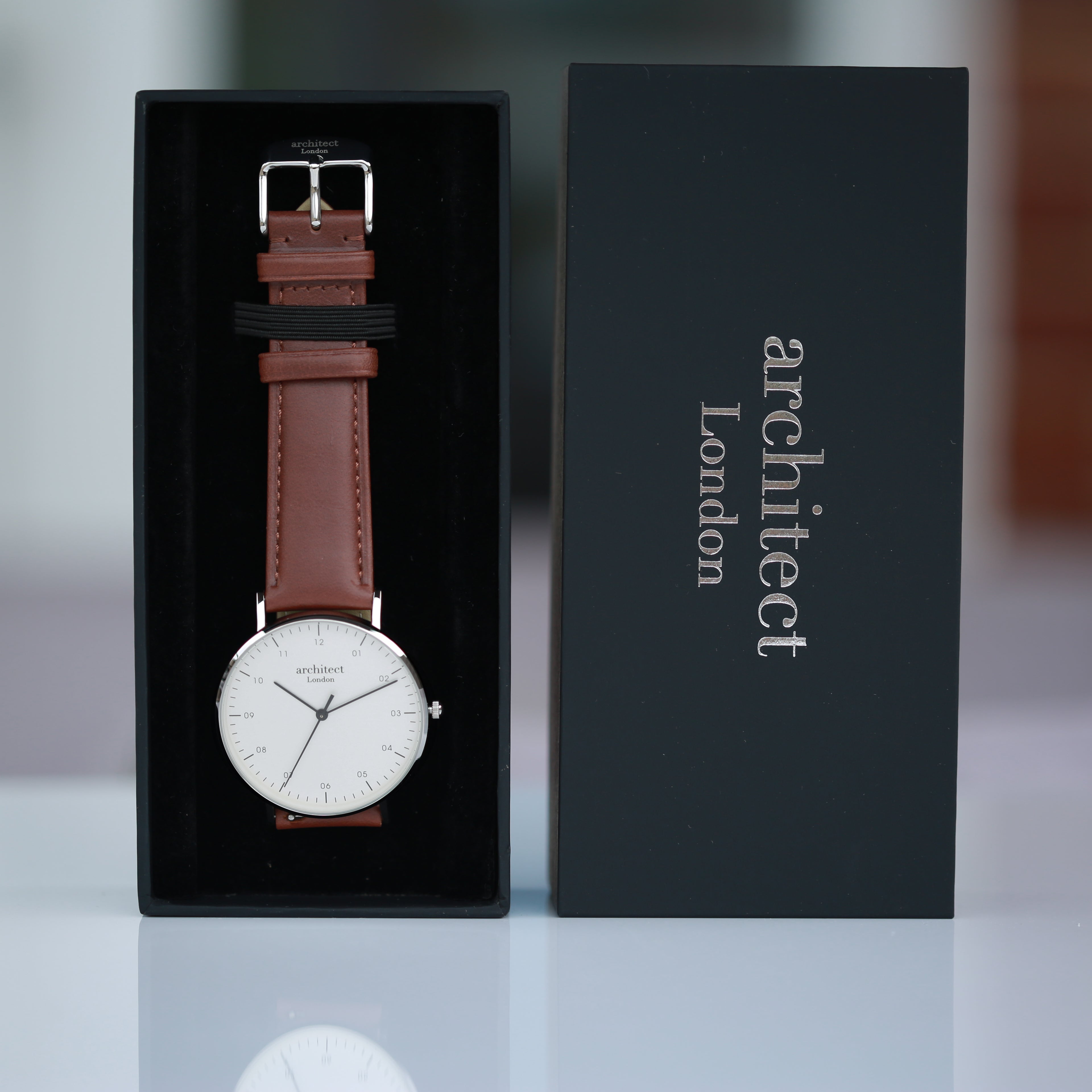 Handwriting Engraving - Men's Architect Zephyr + Walnut Strap