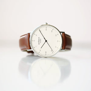 Contactless Payment Watch - Men's Architect Zephyr + Walnut Strap + Modern Font Engraving - Wear We Met