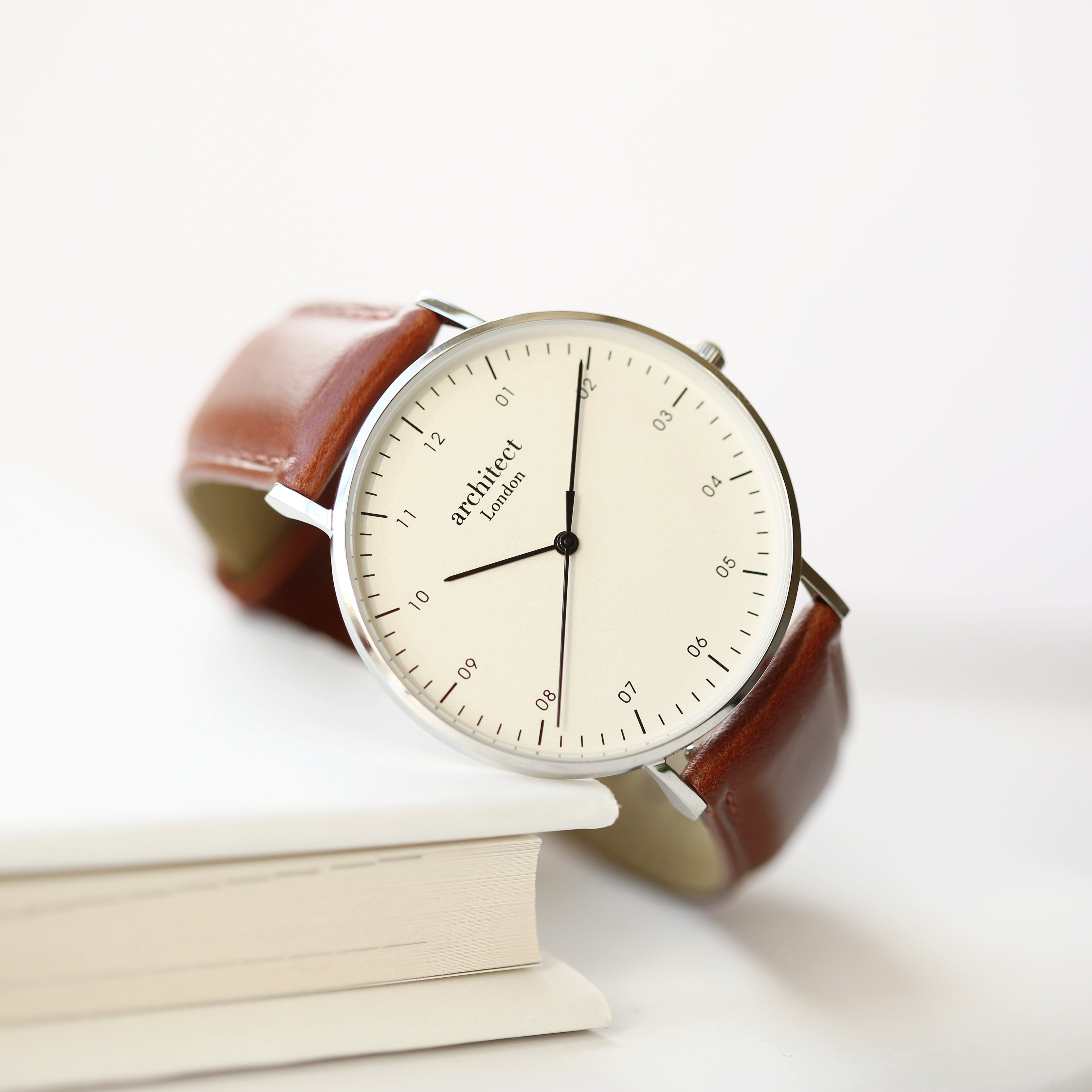 Contactless Payment Watch - Men's Architect Zephyr + Walnut Strap + Own Handwriting Engraving - Wear We Met