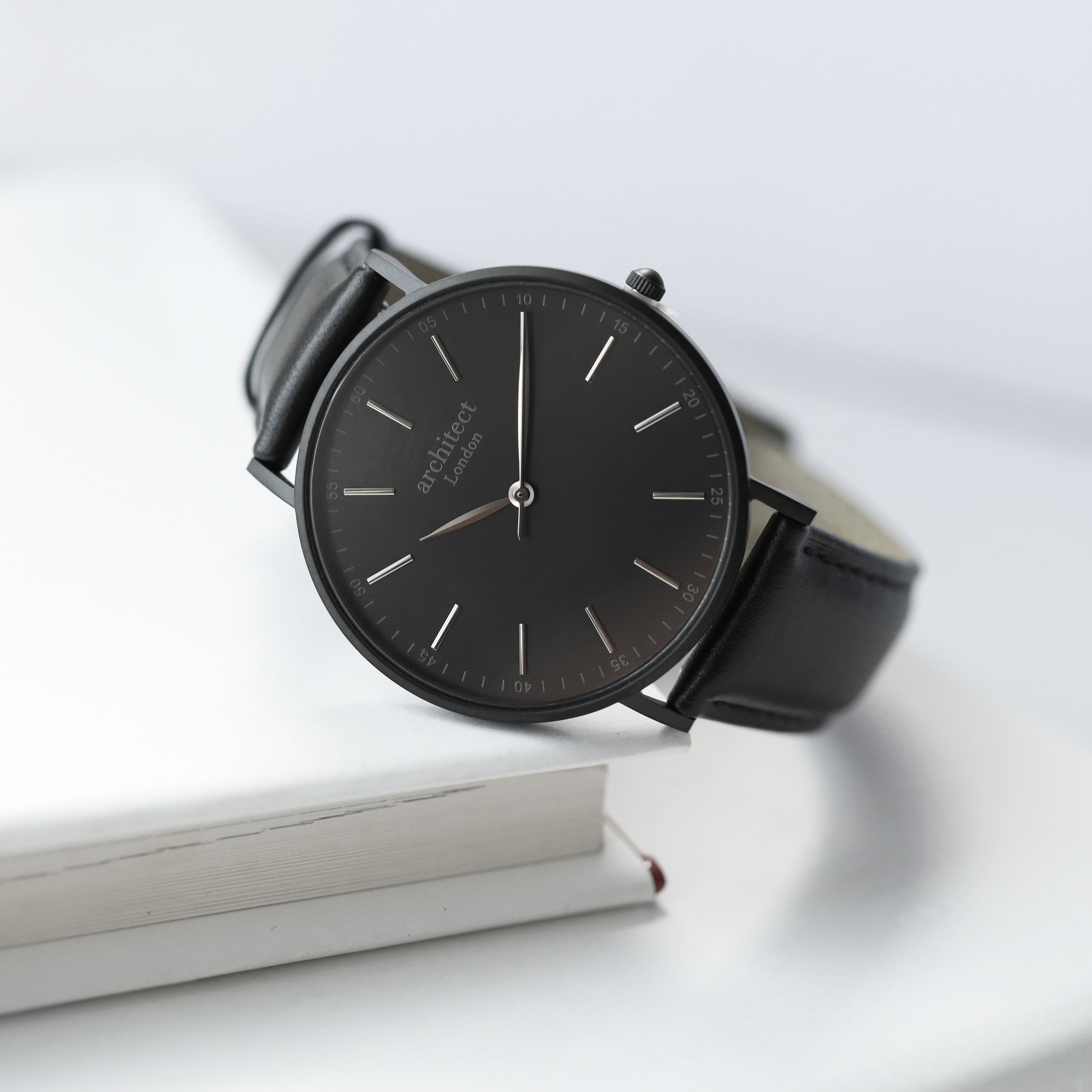 Contactless Payment Watch - Men's Minimalist + Jet Black Strap + Modern Font Engraving - Wear We Met