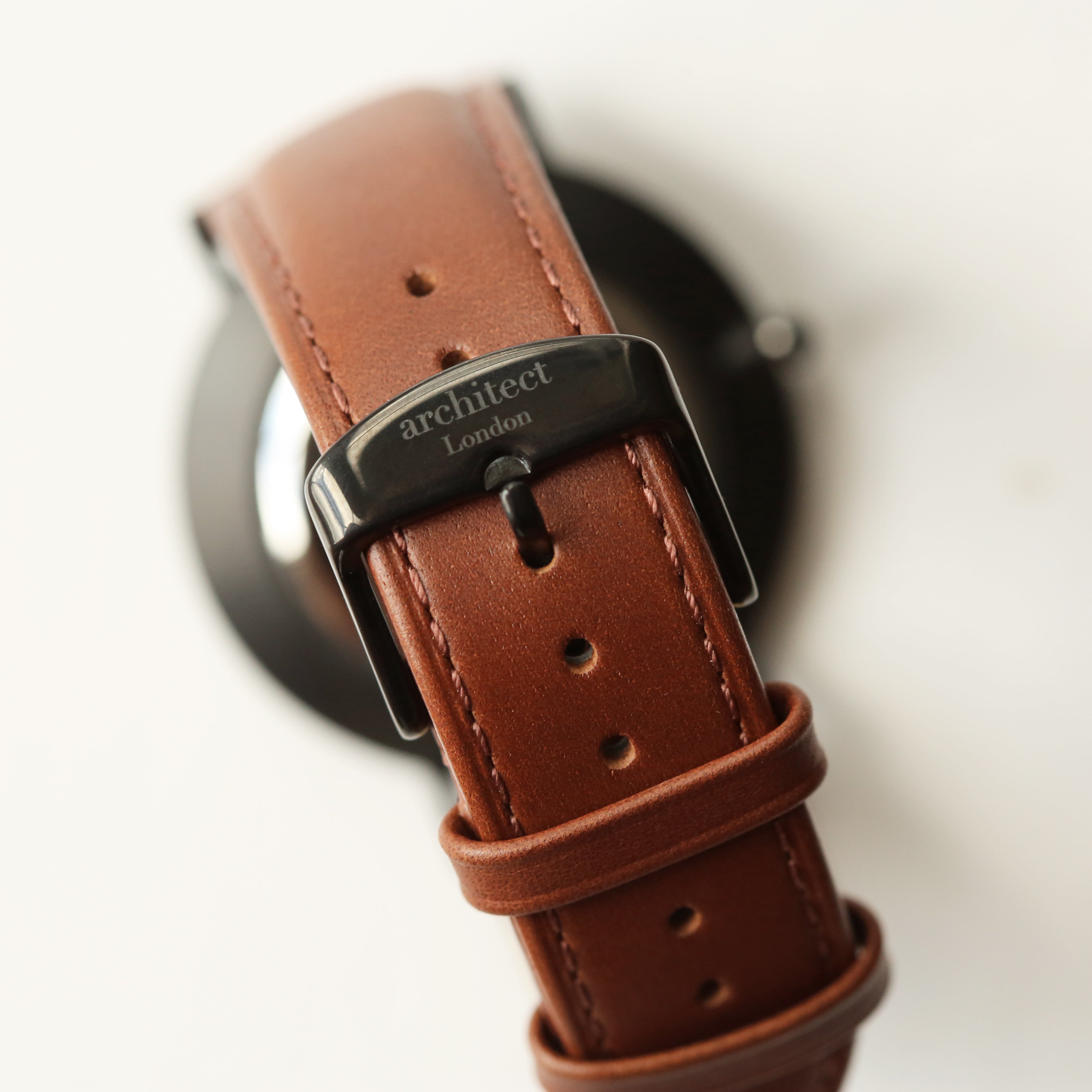 Contactless Payment Watch - Men's Minimalist + Walnut Strap + Modern Font Engraving - Wear We Met