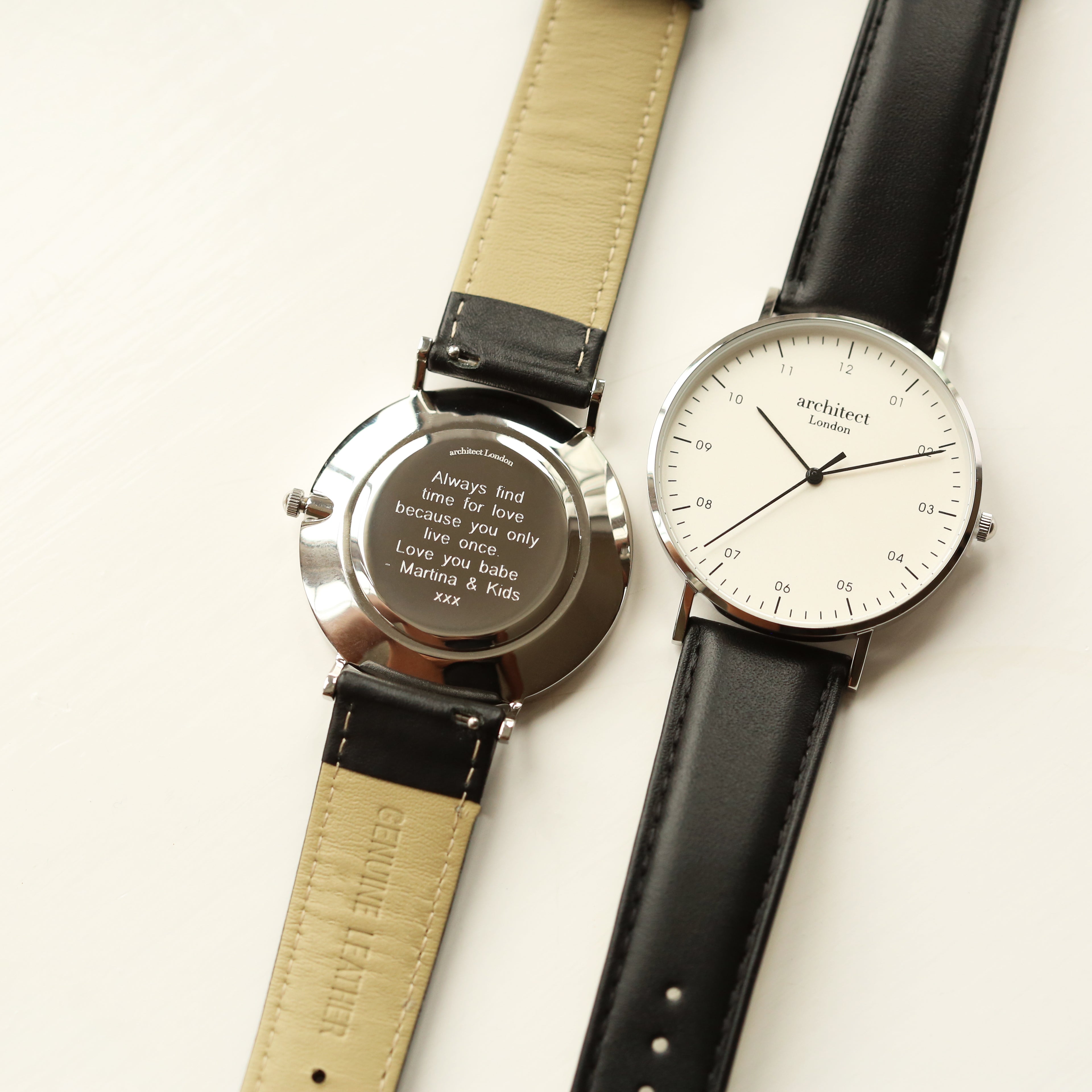 Contactless Payment Watch - Men's Architect Zephyr + Jet Black Strap + Modern Font Engraving - Wear We Met