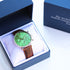 Contactless Payment Watch - Men's Green Motivator + Walnut Strap + Own Handwriting Engraving - Wear We Met