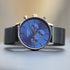 Men's Architect Motivator In Blue With Black Mesh Strap - Modern Font Engraving