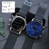 Handwriting Engraving - Men's Architect Motivator Blue Face Black Strap