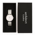 Ladies Architēct Blanc Silver Bezel - Modern Font Engraving + Silver Mesh Strap