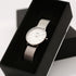 Ladies Architēct Blanc Silver Bezel - Modern Font Engraving + Silver Mesh Strap