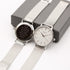 Ladies Architēct Blanc Silver Bezel - Modern Font Engraving + Silver Mesh Strap