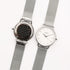 Ladies Architēct Blanc Silver Bezel - Modern Font Engraving + Silver Mesh Strap