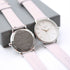 Ladies Architēct Blanc Silver Bezel - Modern Font Engraving + Light Pink Strap