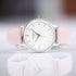 Ladies Architēct Blanc Silver Bezel - Handwriting Engraving + Light Pink Strap