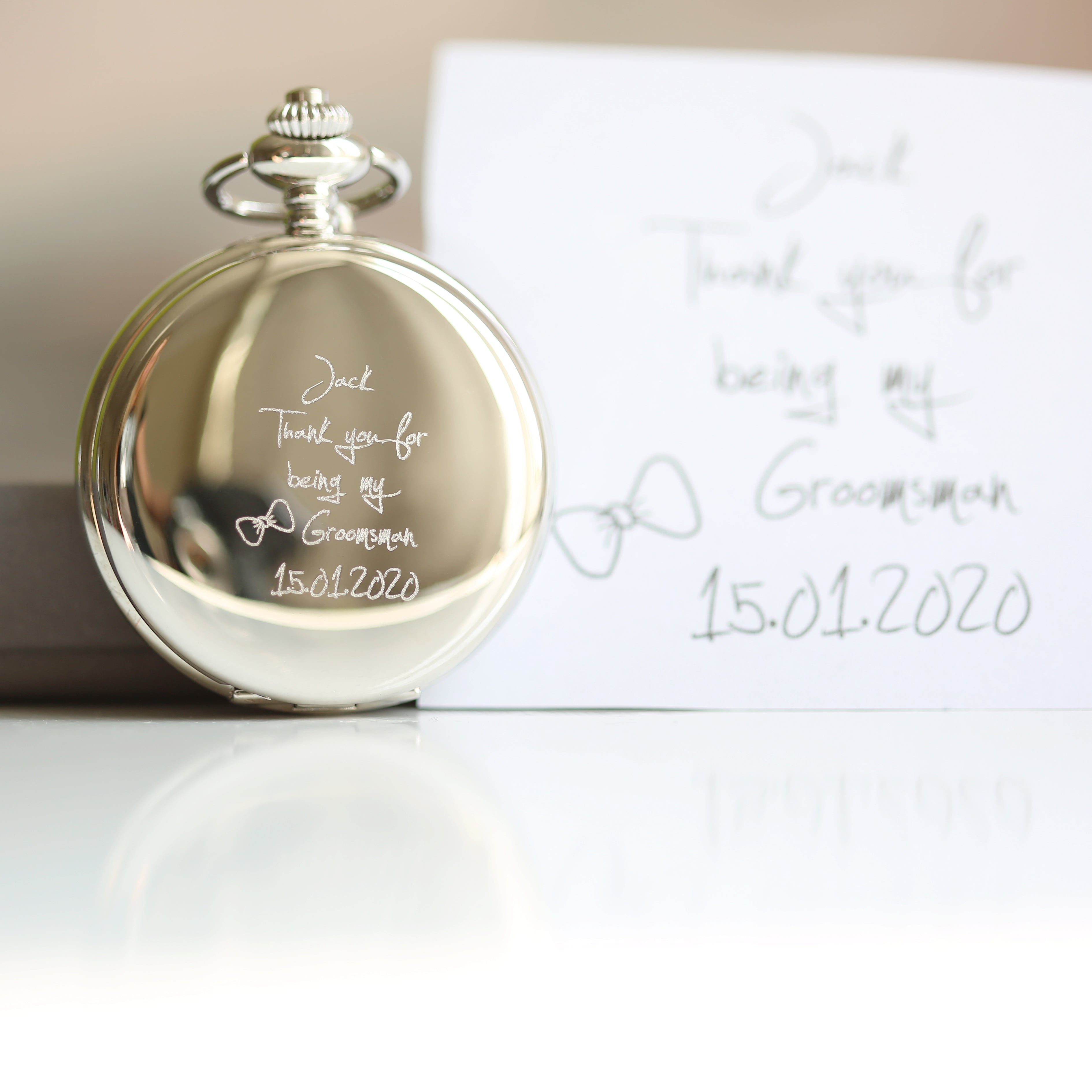 Handwriting Engraved Roman Skeleton Pocket Watch - Wear We Met