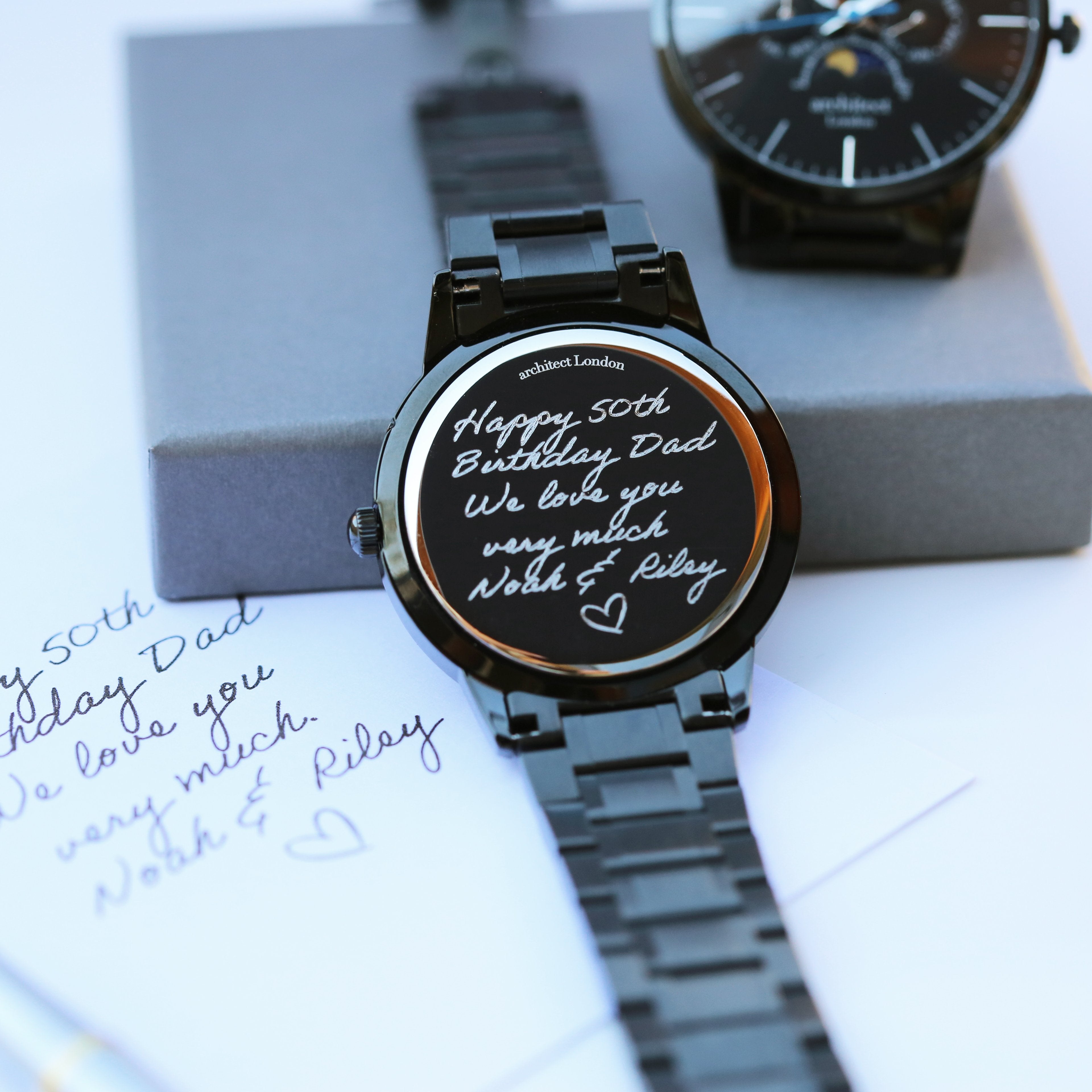 Men's Architect Apollo Black - Handwriting Engraving - Wear We Met