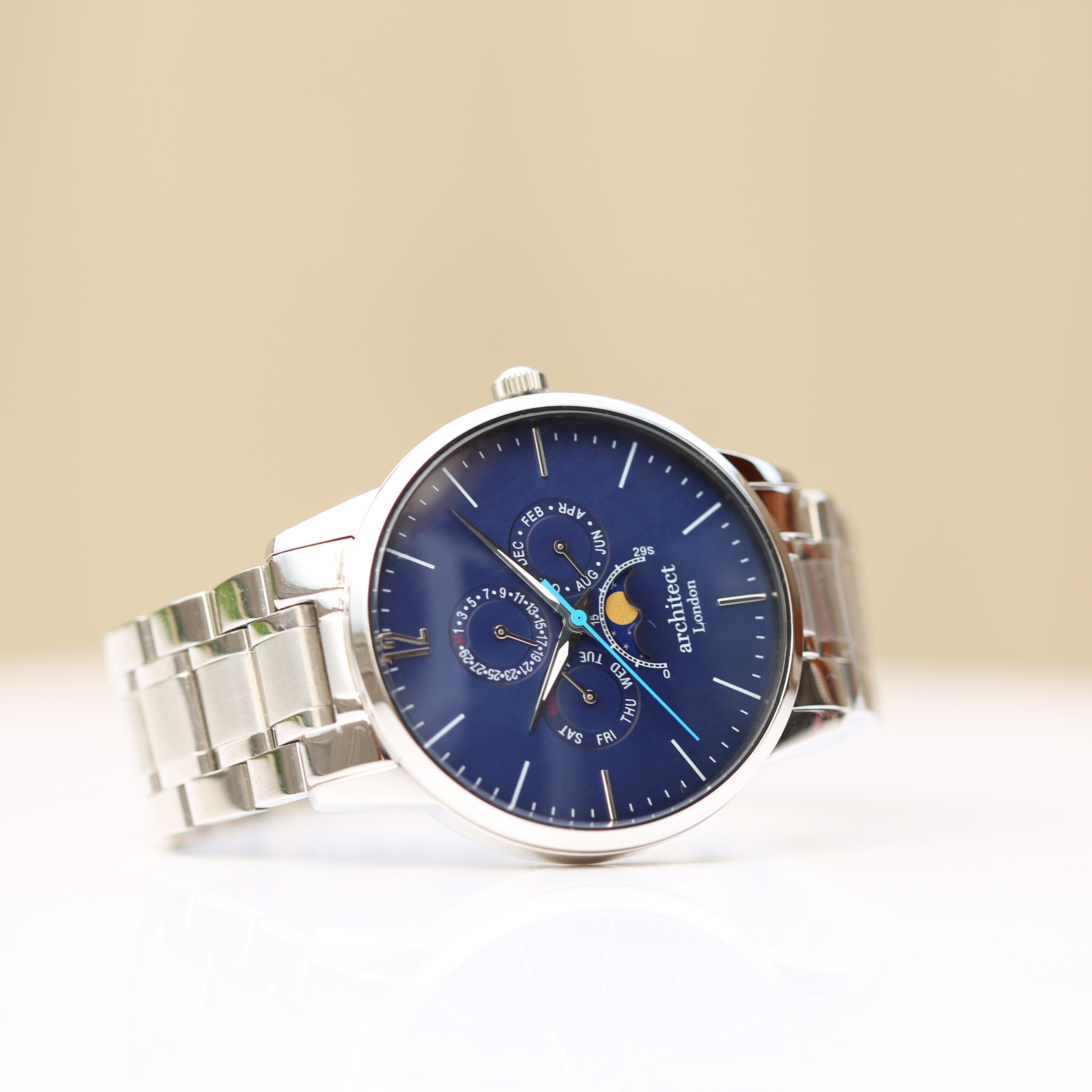 Men's Architect Apollo Blue - Modern Font Engraving - Wear We Met