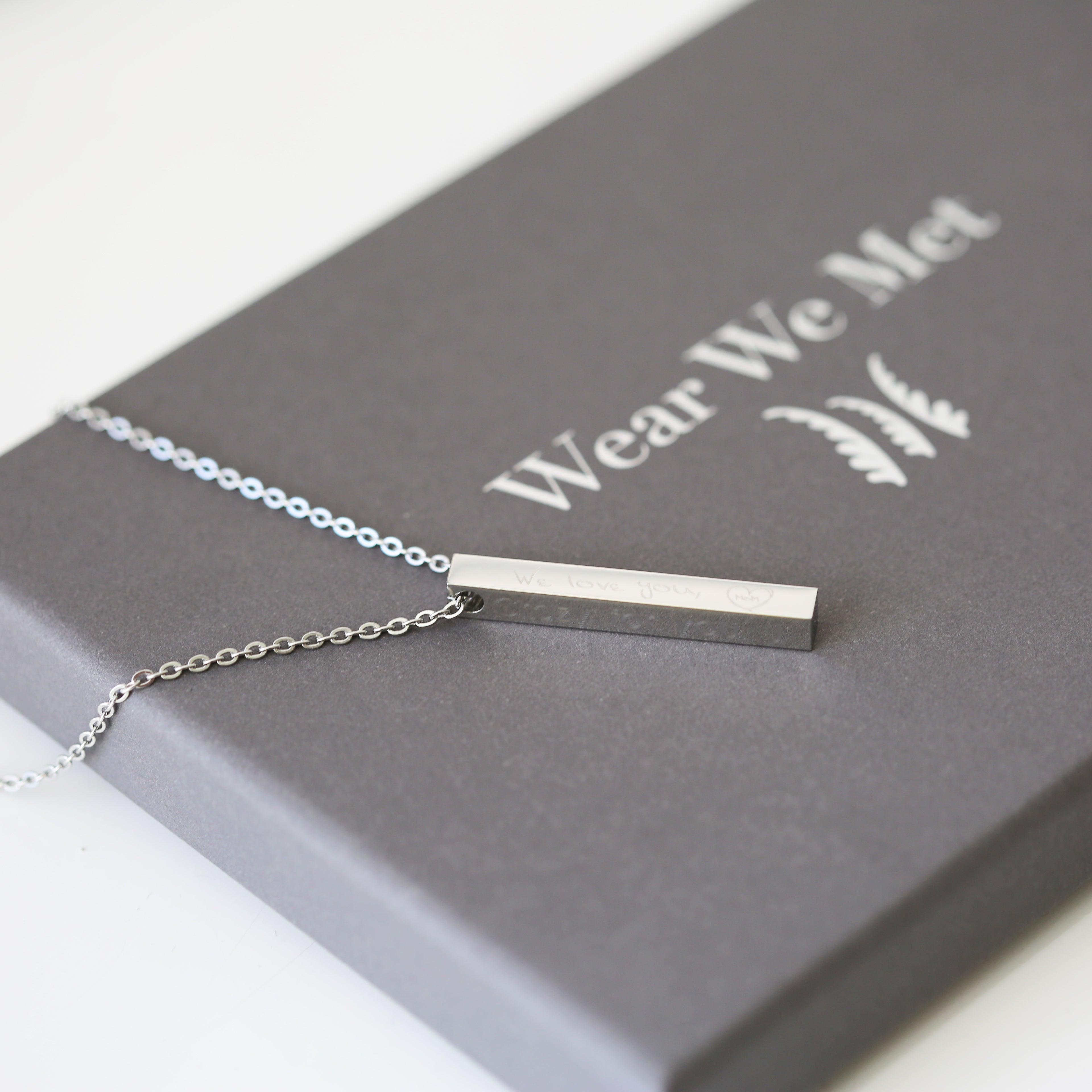 Handwriting Bar Necklace - Wear We Met