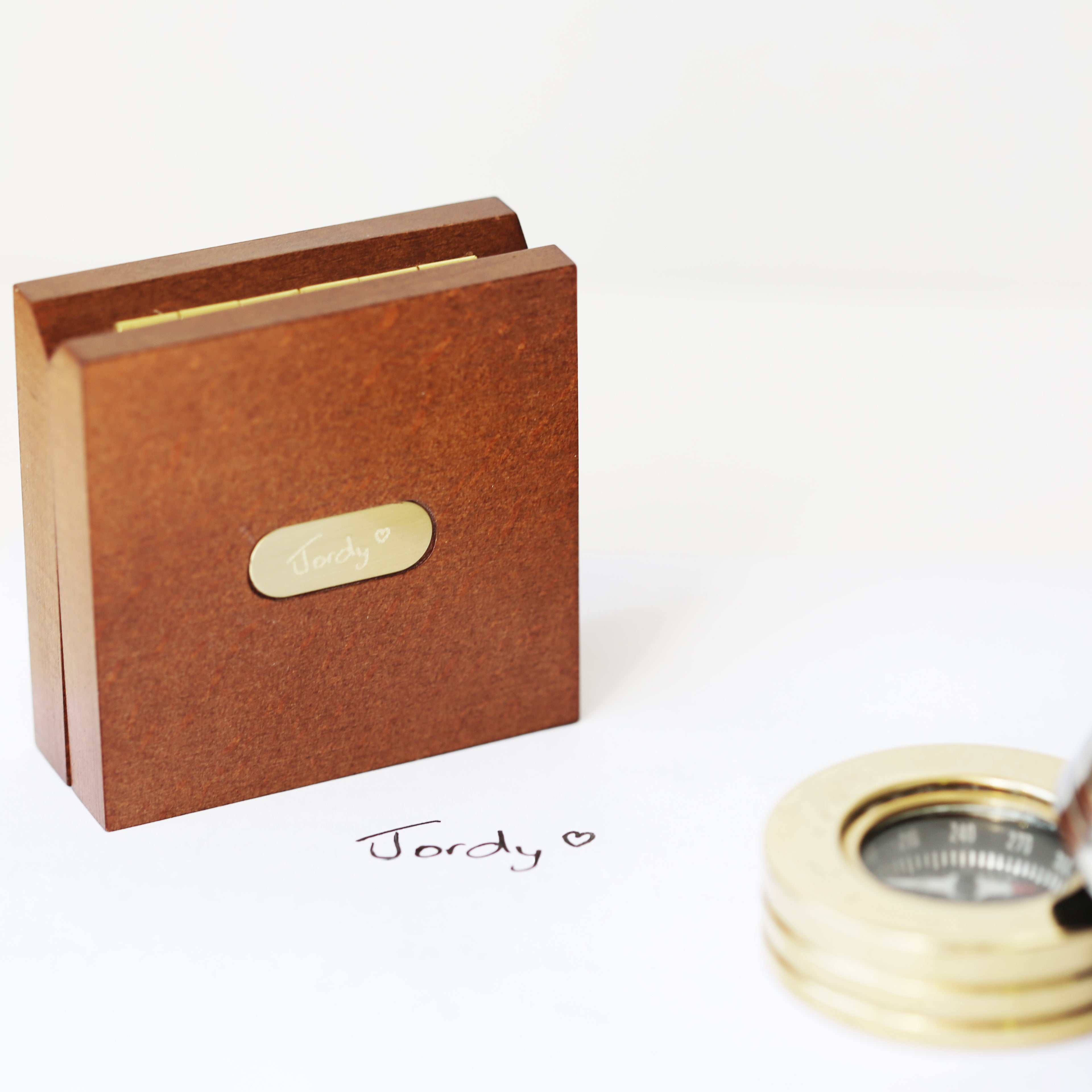 Own Handwriting Compass Personalised with Timber Box - Wear We Met