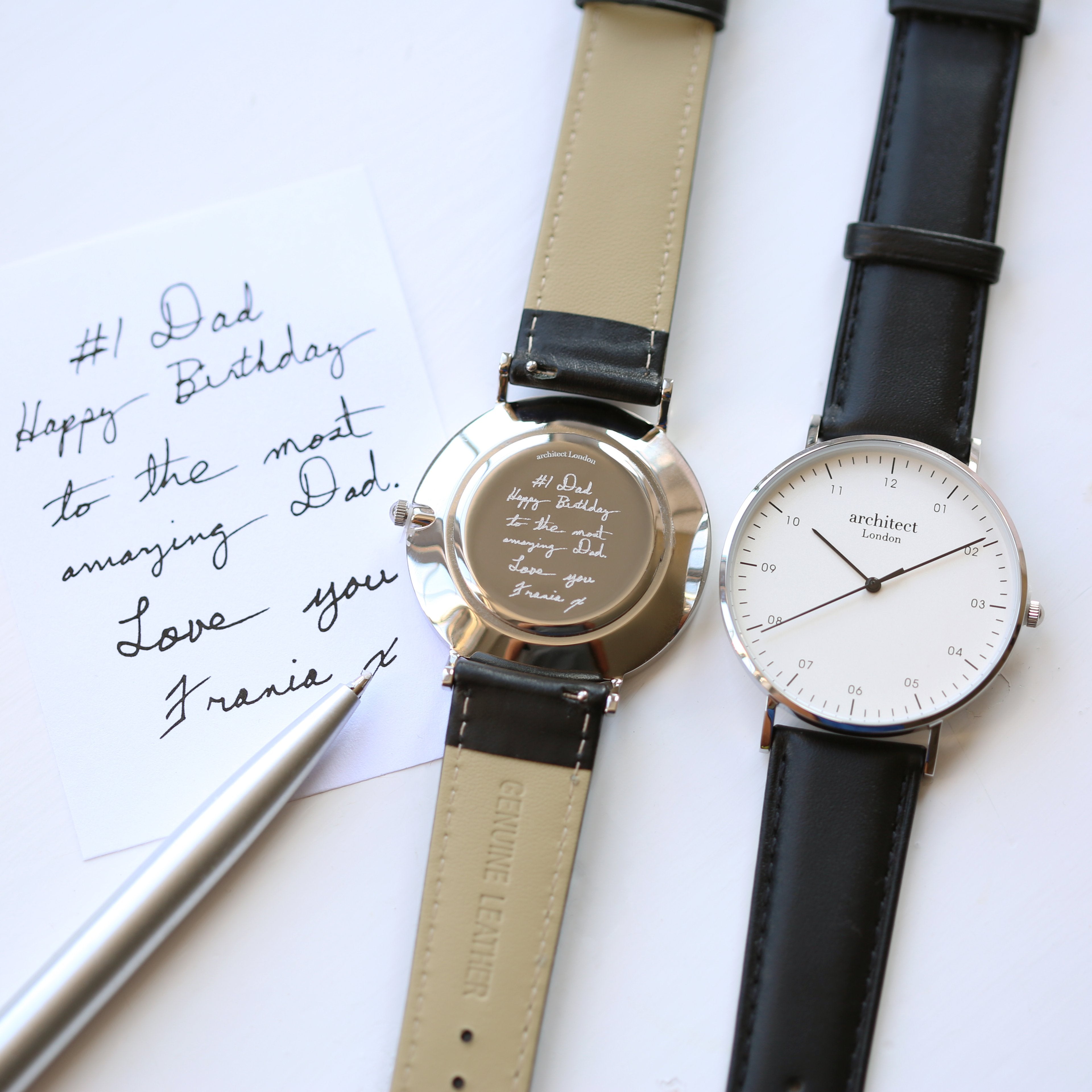 Handwriting Engraving - Men's Architect Zephyr + Jet Black Strap - Wear We Met