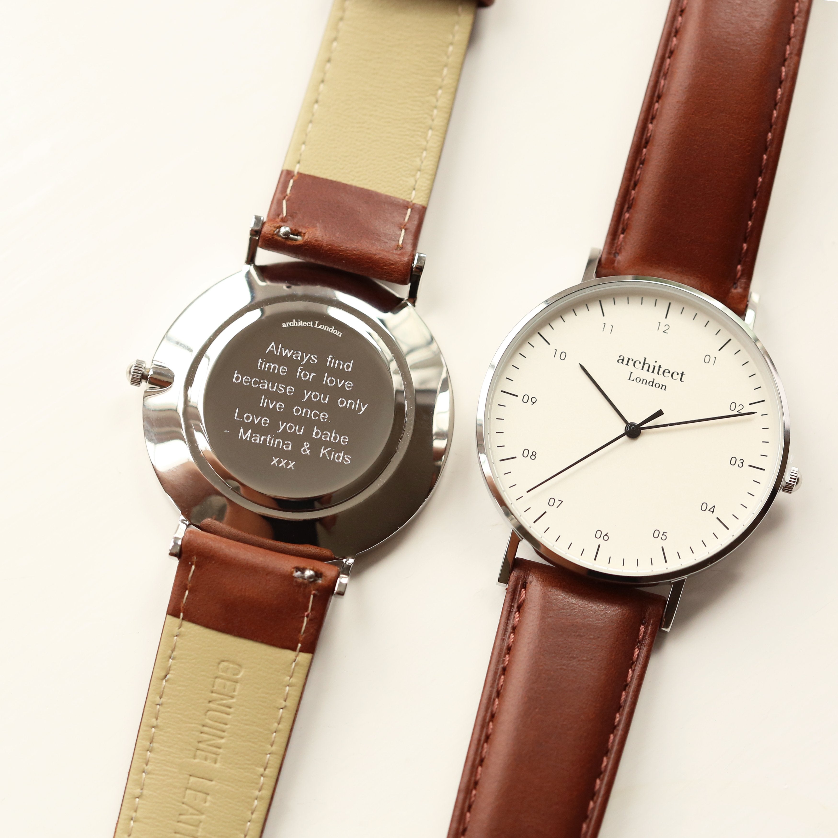 Modern Font Engraving - Men's Architect Zephyr + Walnut Strap - Wear We Met