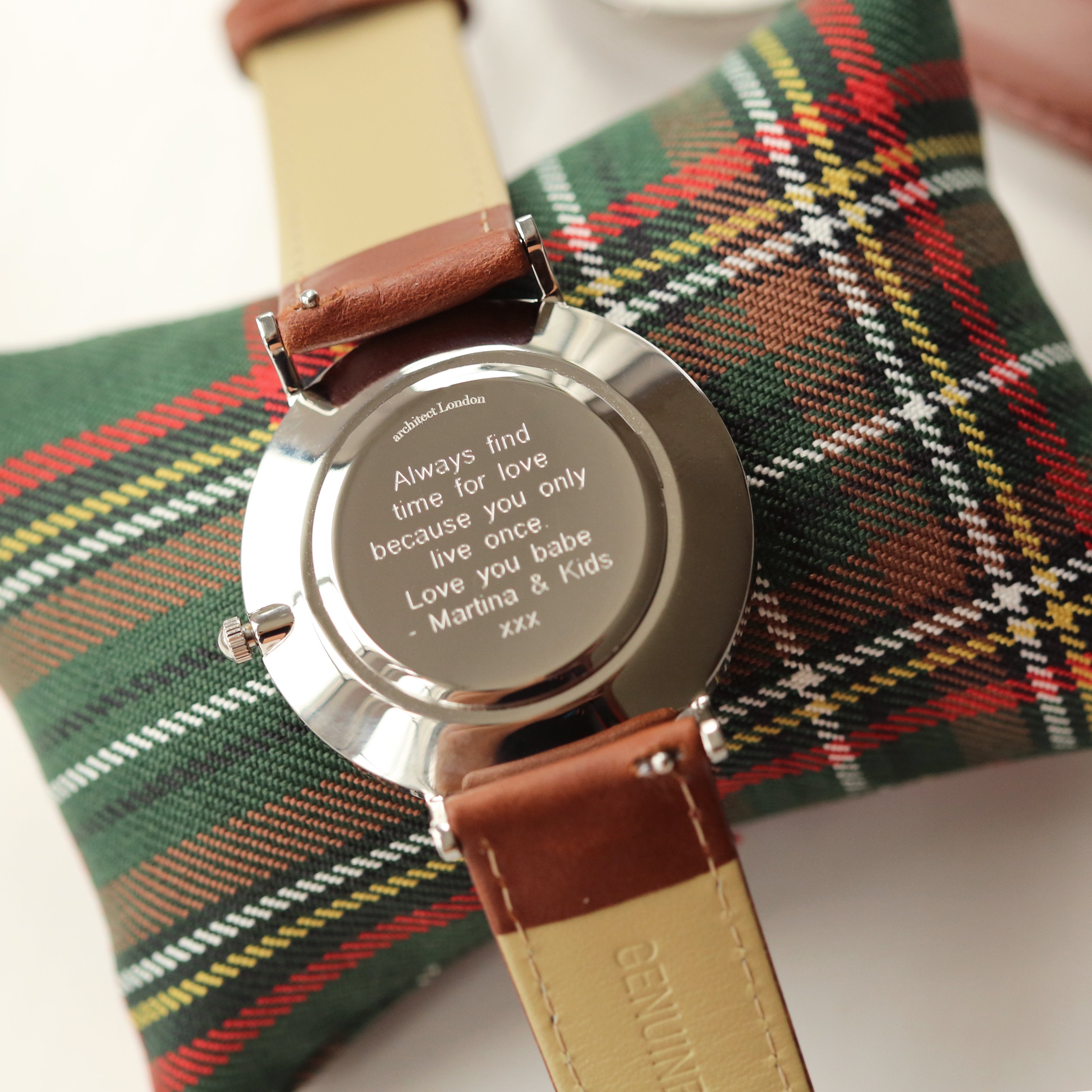 Modern Font Engraving - Men's Architect Zephyr + Walnut Strap - Wear We Met