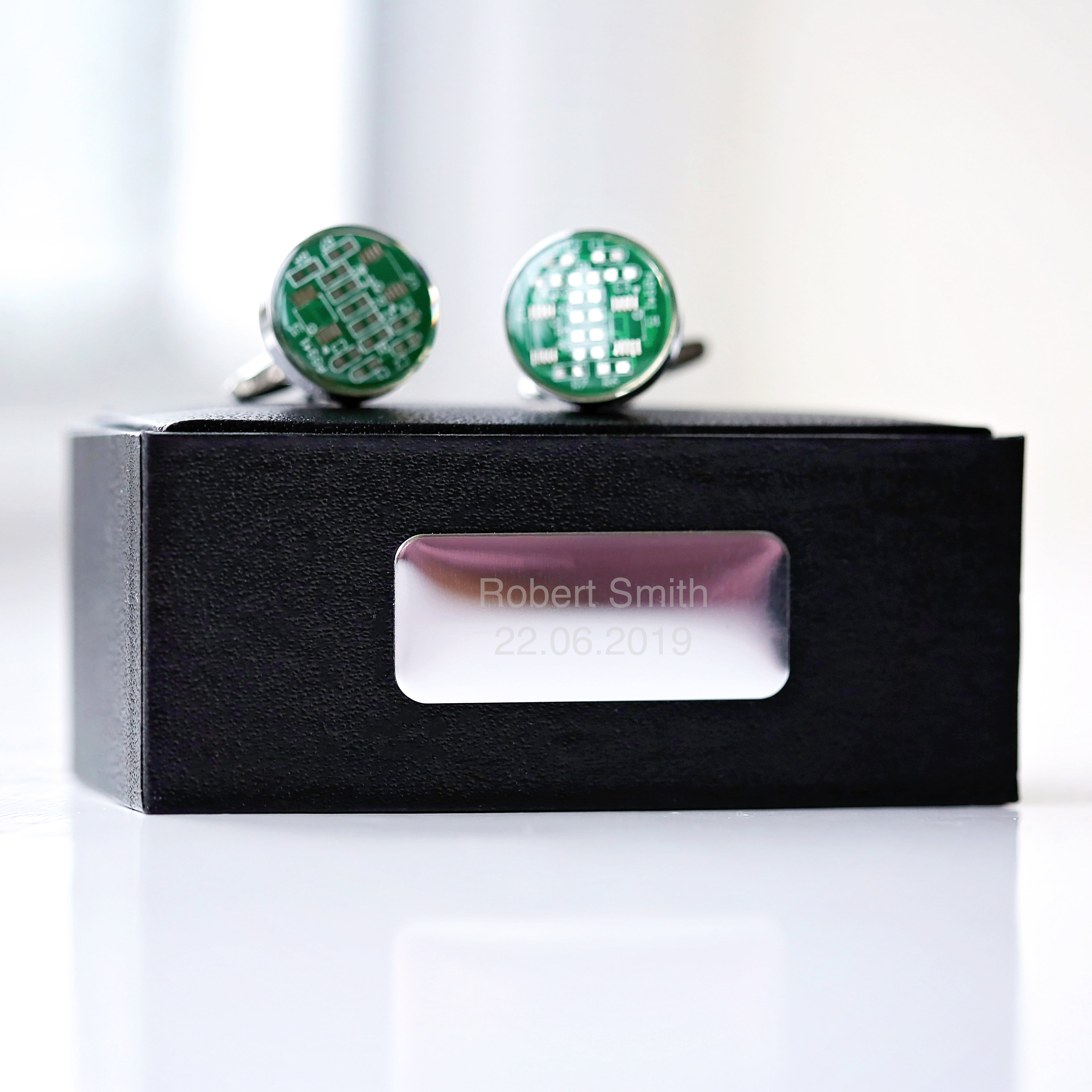 Real Circuit board Cufflinks + Engraved Box - Wear We Met