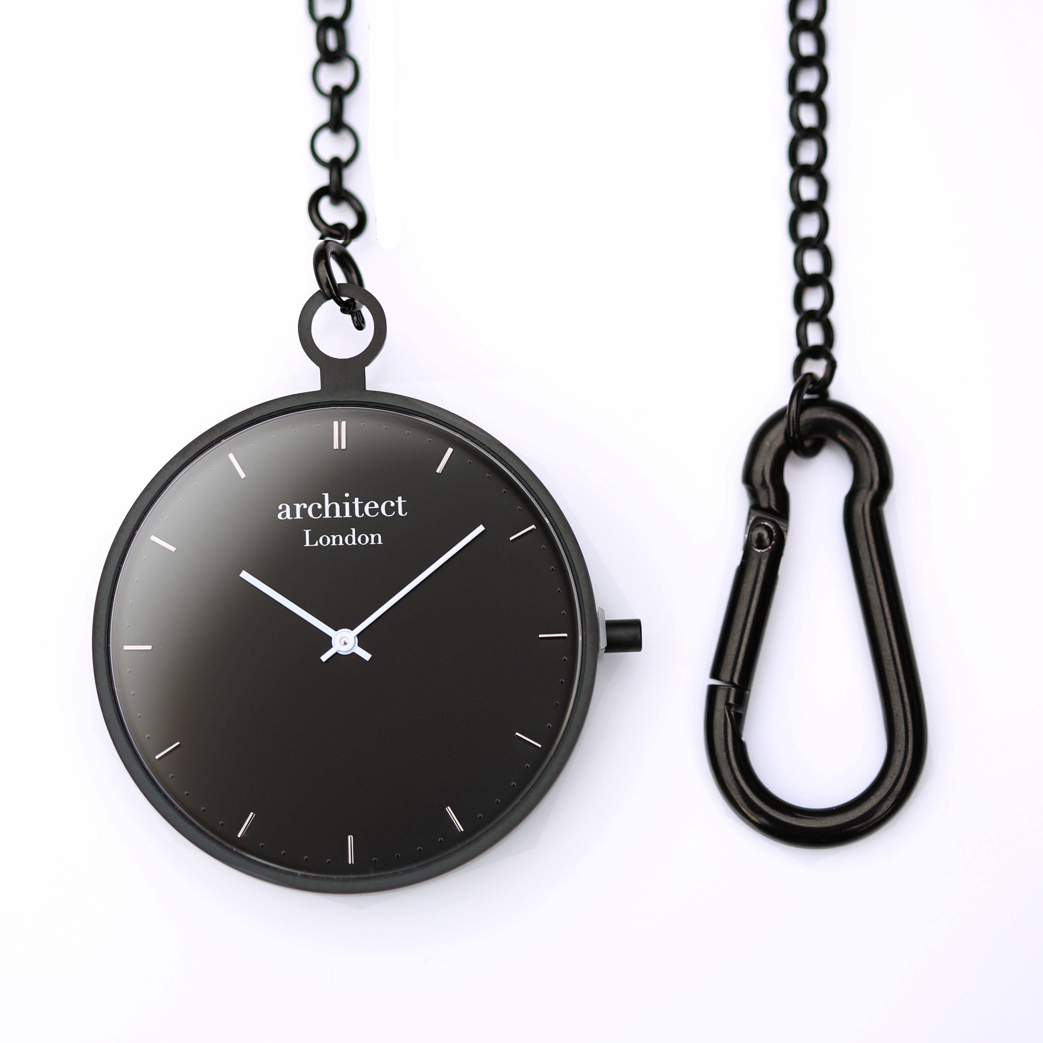 Modern Pocket Watch Black - Handwriting Engraving - Wear We Met