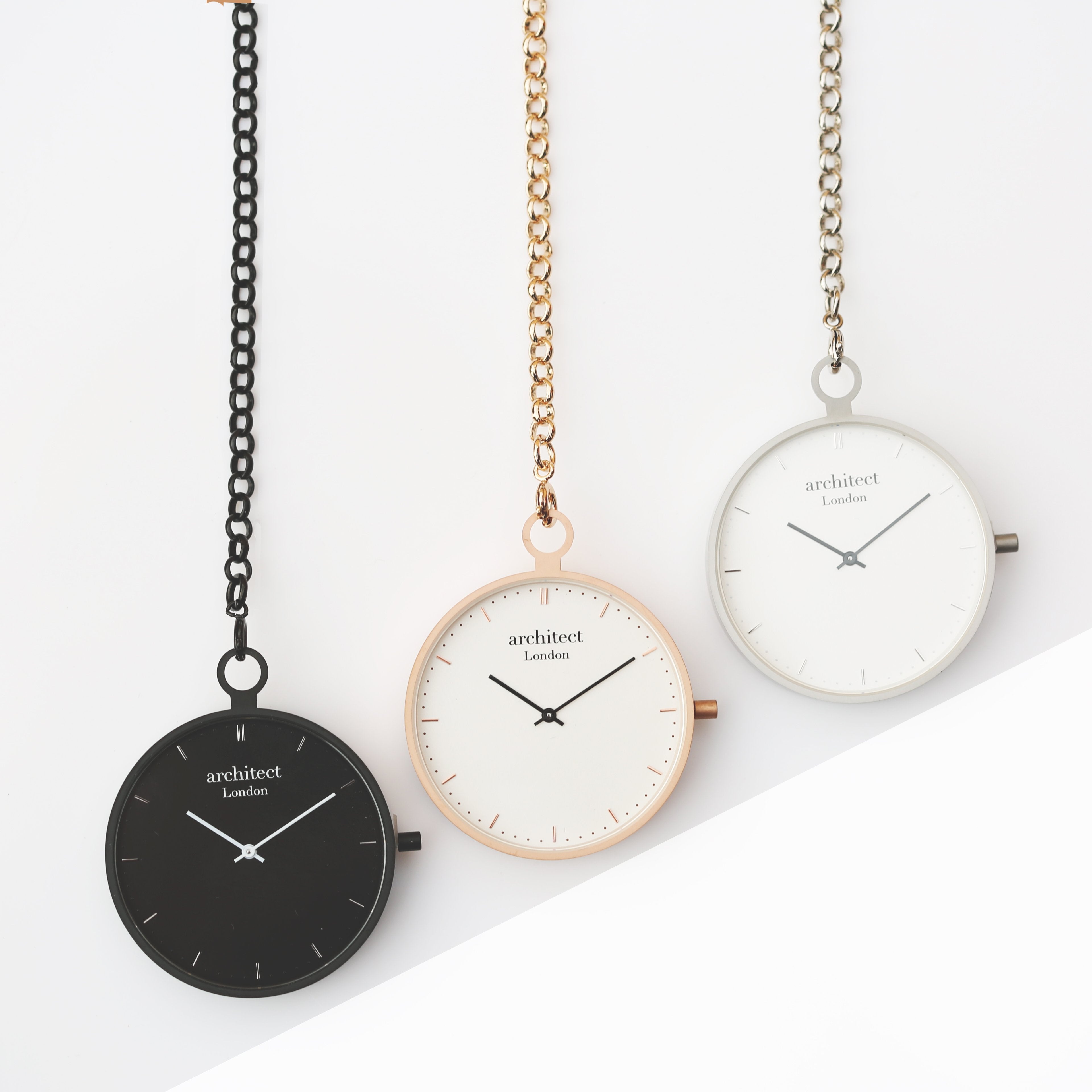 Modern Pocket Watch Black - Handwriting Engraving - Wear We Met