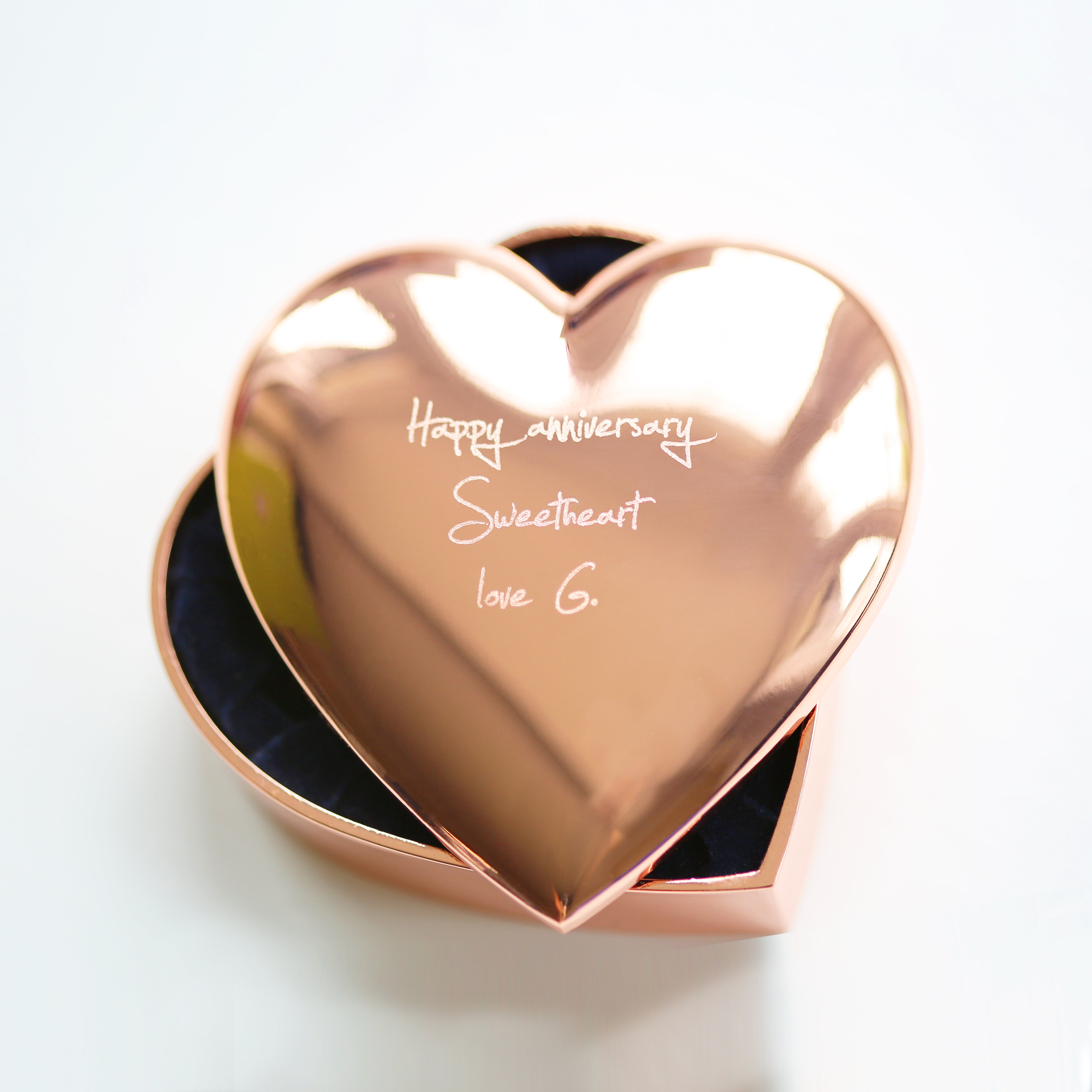 Rose Gold Heart Keepsake With Own Handwriting - Wear We Met