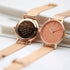 Ladies Architēct Coral - Modern Font Engraving + Rose Gold Mesh Strap - Wear We Met