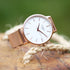 Ladies Architēct Blanc - Modern Font Engraving + Rose Gold Mesh Strap - Wear We Met