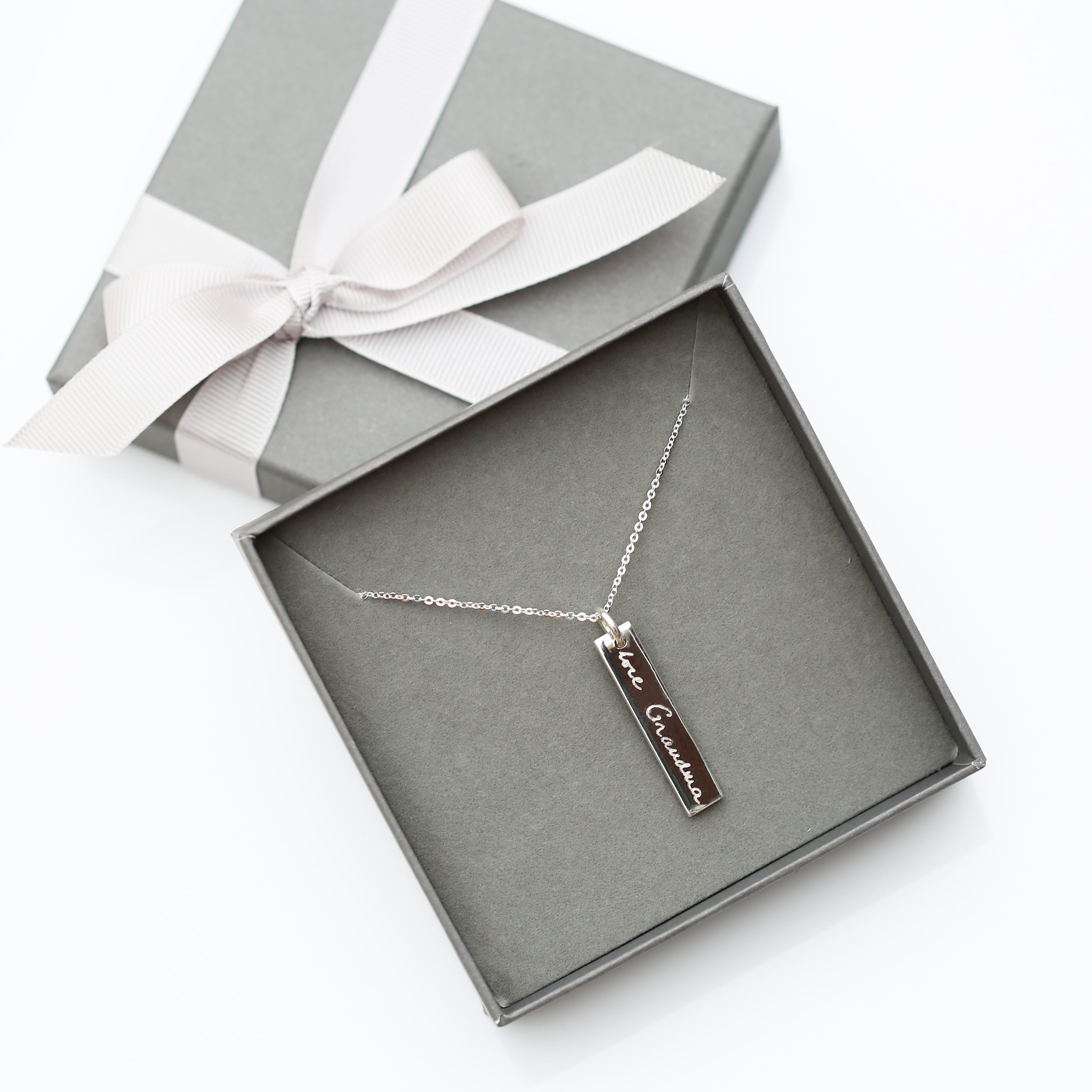 Sterling Silver Bar Necklace - Actual Handwriting - Wear We Met