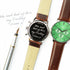 Handwriting Engraving - Men's Architect Motivator Green Face Walnut Strap - Wear We Met