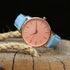 Ladies Architēct Coral - Modern Font Engraving + Light Blue Strap - Wear We Met