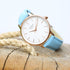 Ladies Architēct Blanc - Modern Font Engraving + Light Blue Strap - Wear We Met