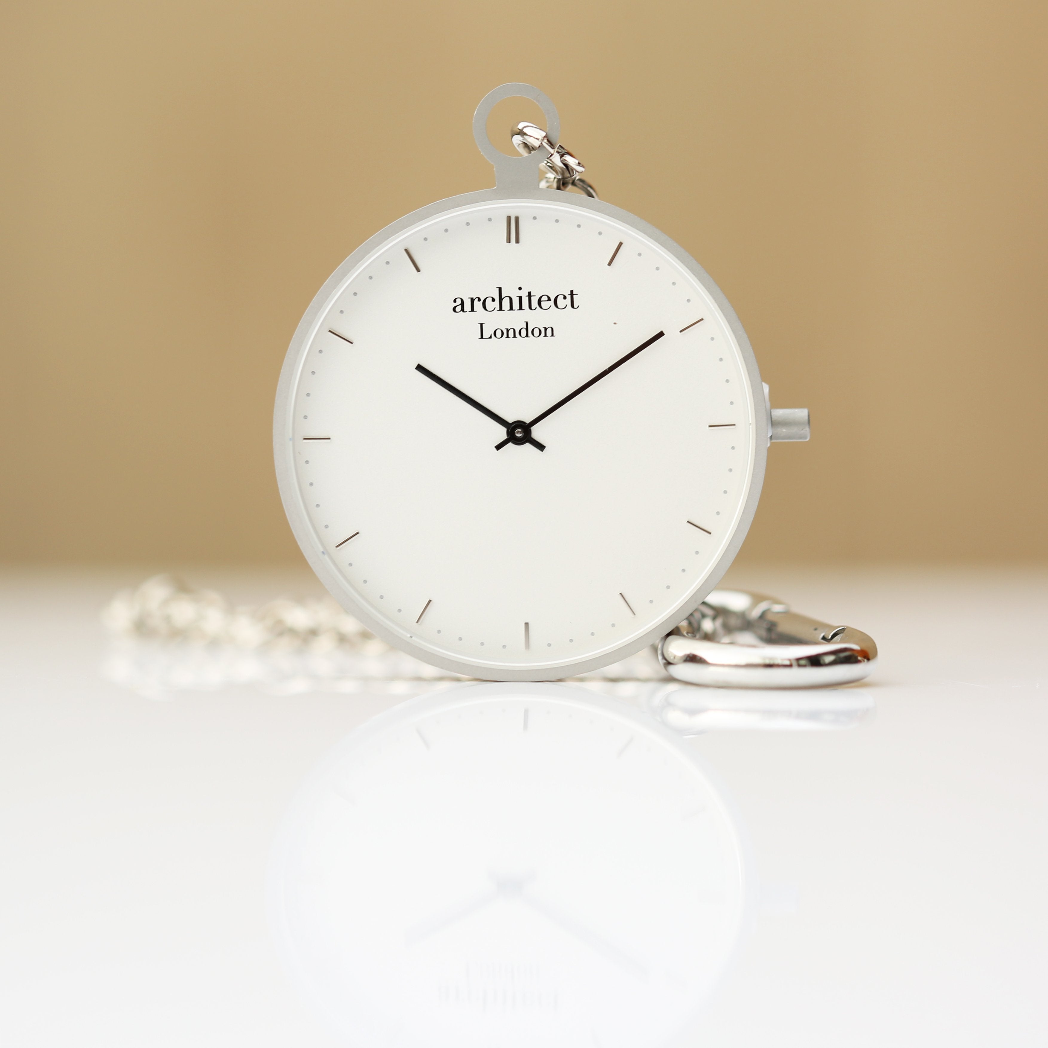 Modern Pocket Watch Silver - Handwriting Engraving - Wear We Met