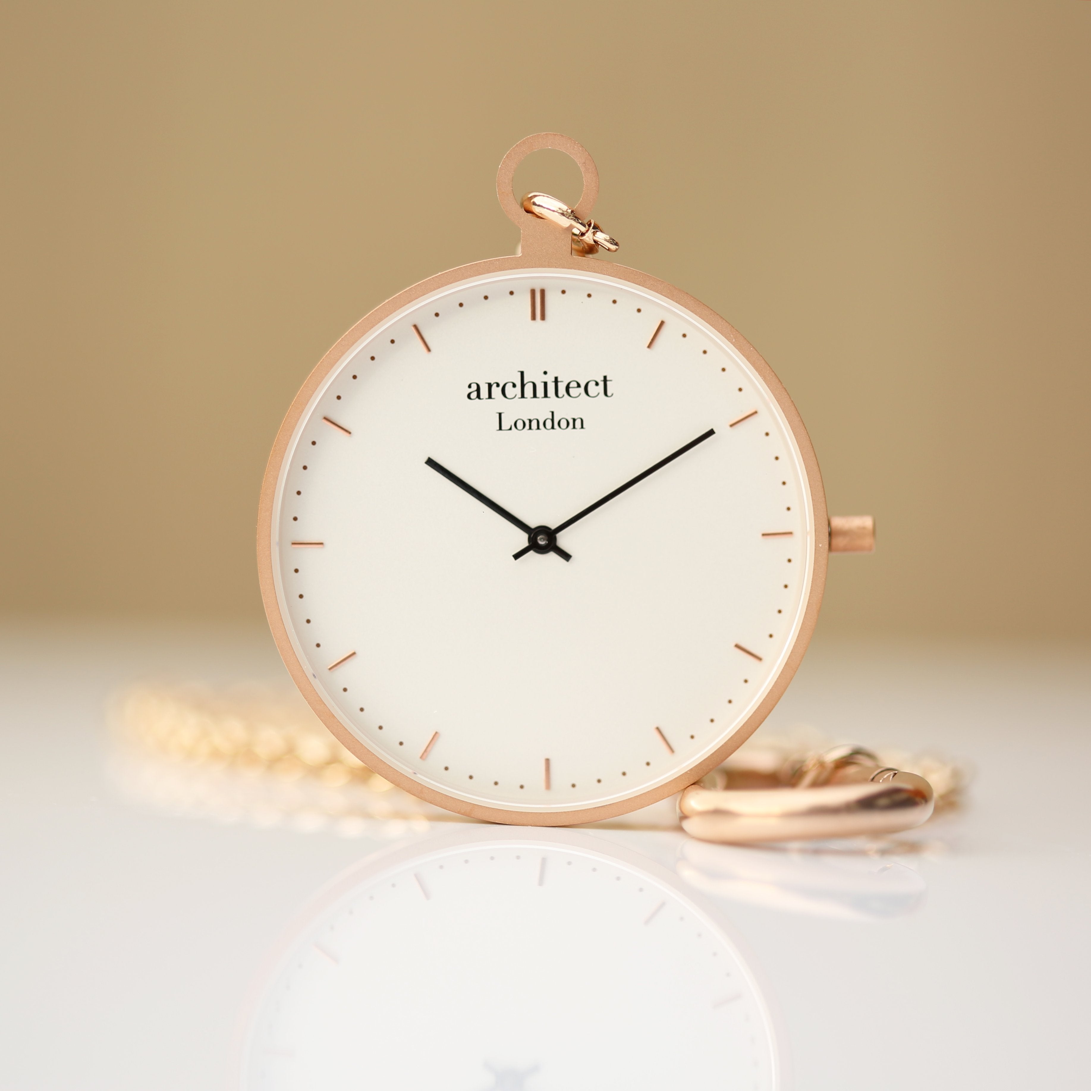 Modern Pocket Watch Rose Gold - Handwriting Engraving - Wear We Met