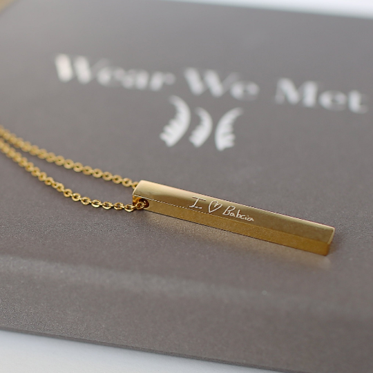 Handwriting Bar Necklace - Wear We Met