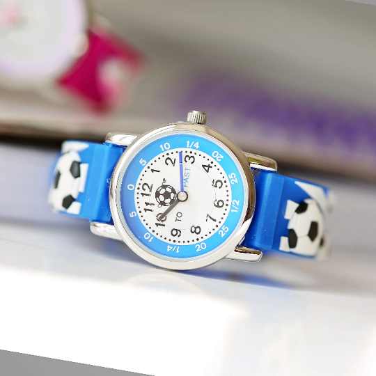 Engraved Kids 3D Football Watch - Blue - Wear We Met