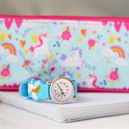 Engraved Kids 3D Unicorn Watch - Light Blue - Wear We Met