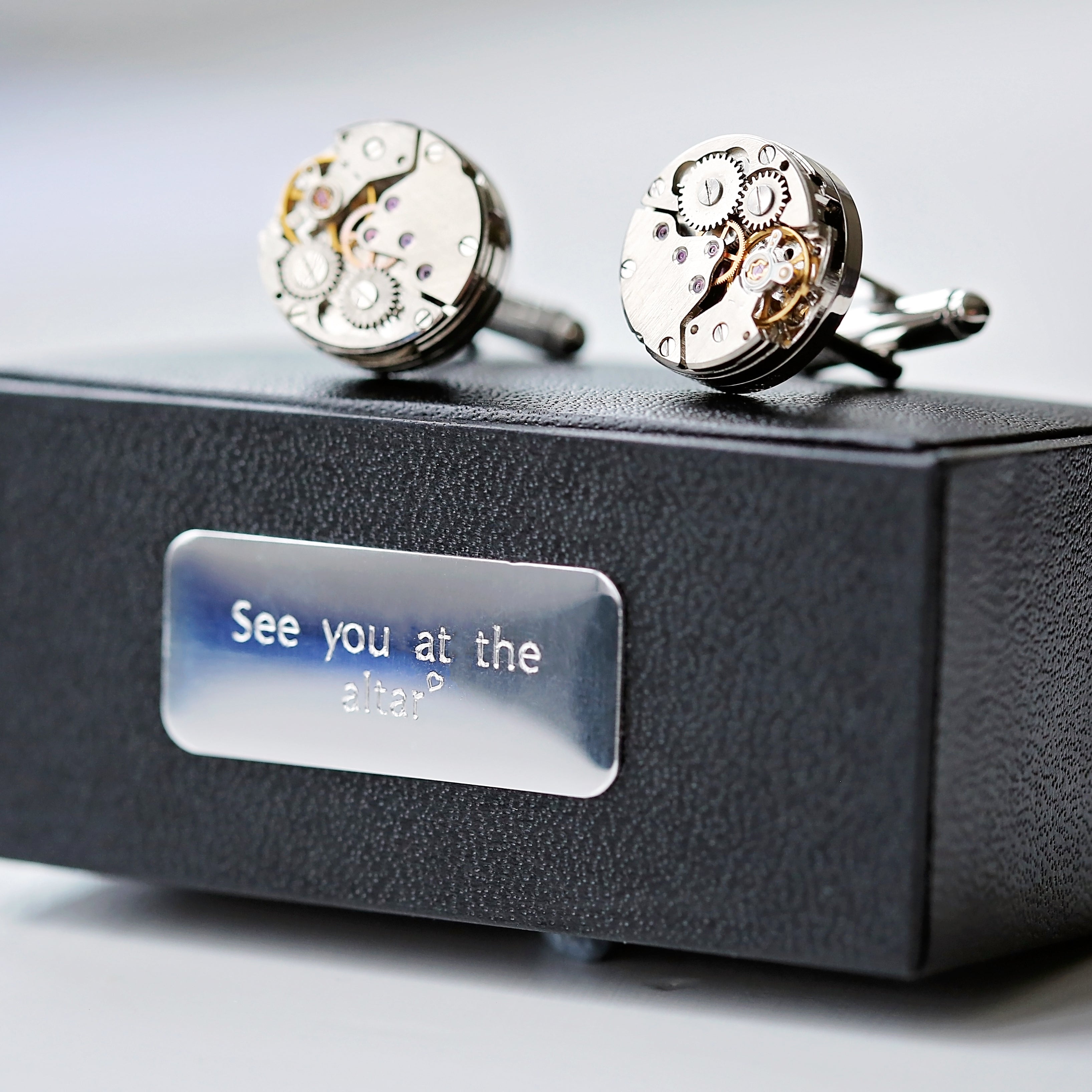 Engraved Gear Movement Cufflinks - Wear We Met