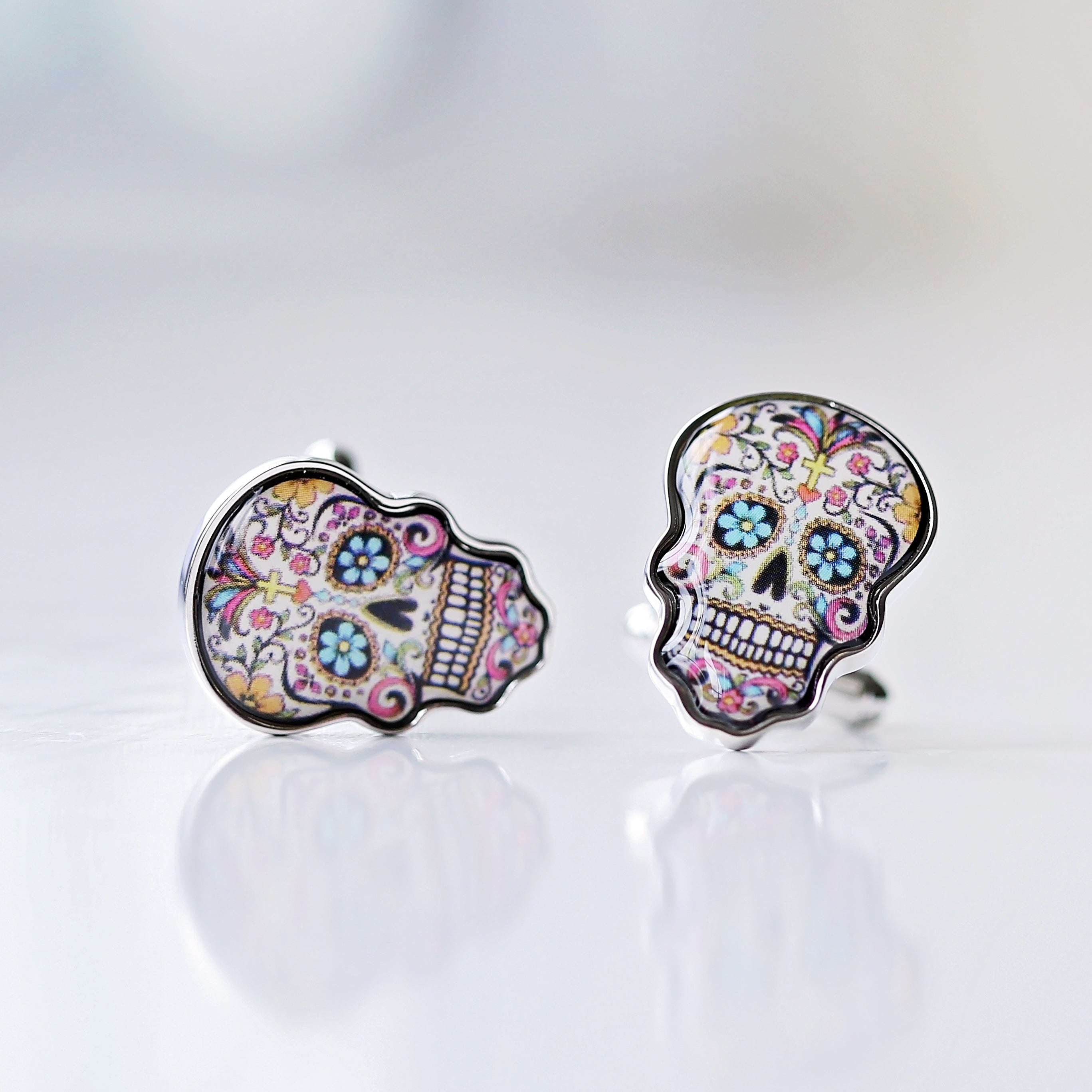 Skull Cufflinks + Engraved Box - Wear We Met