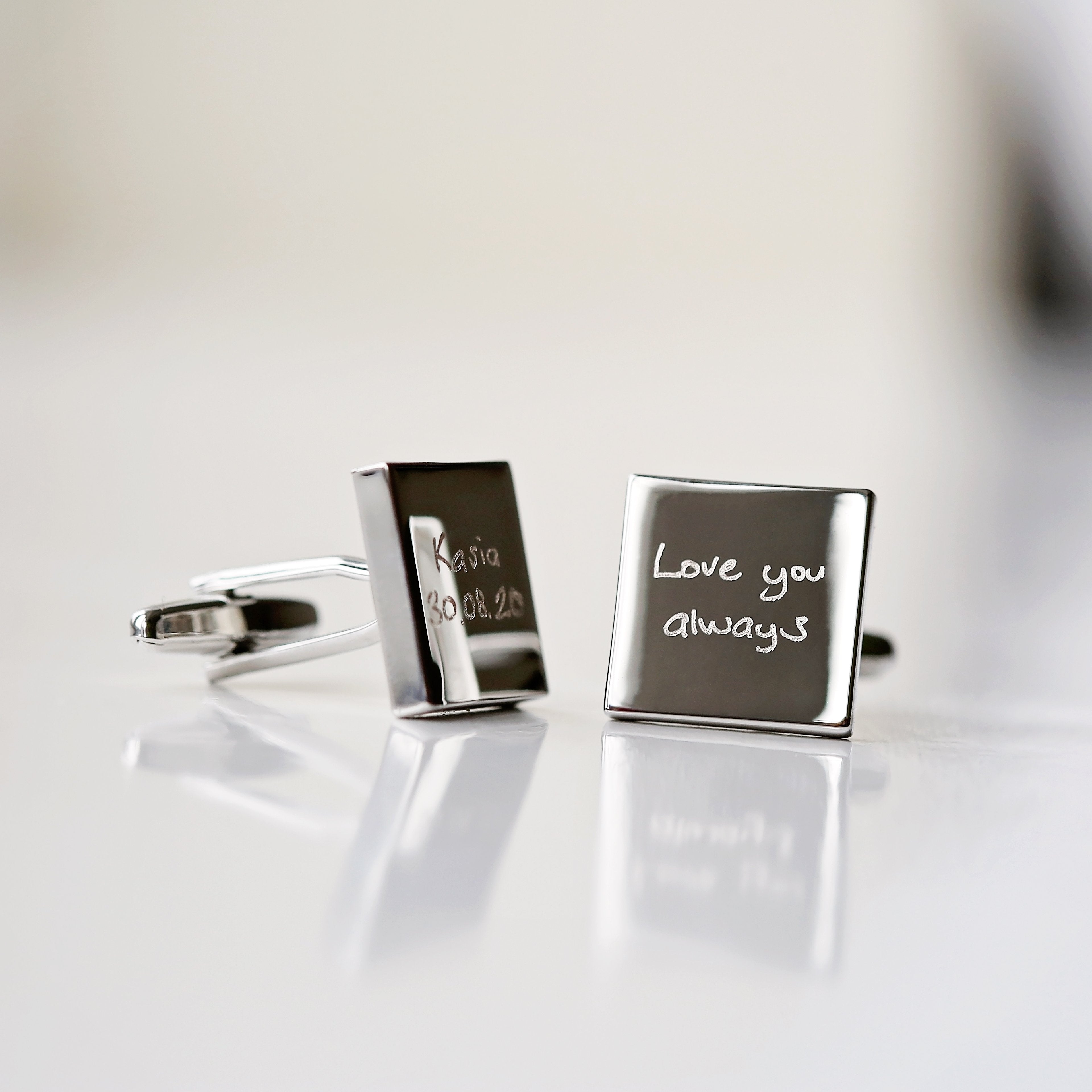 Engraved Own Actual Handwriting Cufflinks - Wear We Met